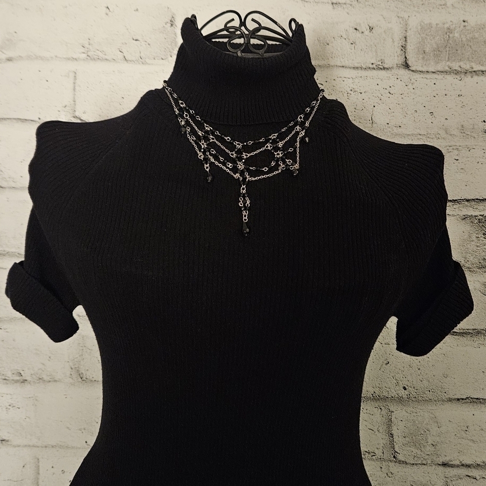 Black Layered Chain Choker Necklace Y2K Goth Grunge Punk Multi Strand